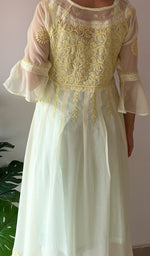 将图像加载到图库查看器中, Aadab Women's Lucknowi Handcrafted Faux-Georgette Chikankari Anarkali Dress - NC038930