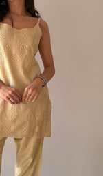 Load image into Gallery viewer, Amreena Women's Lakhnavi Handcrafted Chanderi Silk Chikankari Top And Pant Set - HONC0373458