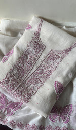 Load image into Gallery viewer, Women's Lakhnavi Handcrafted Mul Chanderi Kurta And Dupatta Set - HONC0292178