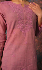 Load image into Gallery viewer, Women's Lakhnavi Handcrafted Cotton Chikankari Top - HONC0331502