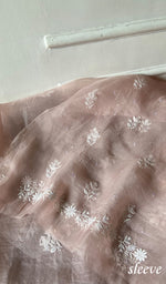 将图像加载到图库查看器中, Women's Lakhnavi Handcrafted Pure Organza Chikankari Unstitched Kurta And Dupatta Set - HONC0361462