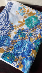 将图像加载到图库查看器中, Women's Lakhnavi Handcrafted Cotton Chikankari Unstitched Kurti Fabric - HONC0284347