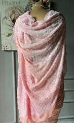 Load image into Gallery viewer, Women's Lakhnavi Handcrafted Pure Silk Georgette Chikankari Saree - HONC0285571