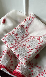 Load image into Gallery viewer, Women's Lakhnavi Handcrafted Pure Organza Chikankari Unstitched Kurta And Dupatta Set- HONC0320491