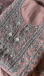 Load image into Gallery viewer, Women's Lakhnavi Handcrafted Mul Chanderi Unstitched Kurta And Dupatta Set - HONC0287728