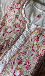 Load image into Gallery viewer, Women's Lakhnavi Handcrafted Mul Chanderi Semi - Stitched Kurta And Dupatta Set - HONC0266951