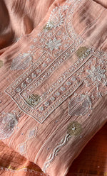 Load image into Gallery viewer, Izna Women's Lakhnavi Handcrafted Mul Chanderi Semi - Stitched Anarkali And Dupatta Set - HONC0302889