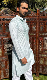 Load image into Gallery viewer, Men's Lucknowi Handcrafted Cotton Chikankari Kurta - HONC0329873