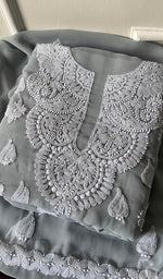 将图像加载到图库查看器中, Women's Lucknowi Handcrafted Faux-Georgette Chikankari Suit Material - HONC0263105