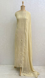 Load image into Gallery viewer, Women's Lucknowi Handcrafted Viscose Georgette Chikankari Suit Material - HONC0102015
