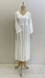 Load image into Gallery viewer, Women's Lucknowi Handcrafted Modal Cotton Chikankari Angrakha - HONC0127187