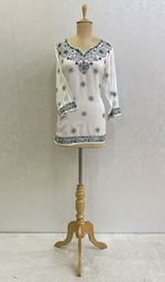 Load image into Gallery viewer, Women's Lakhnavi Handcrafted Cotton Chikankari Top - HONC077619