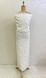 将图像加载到图库查看器中, Lucknowi Handcrafted White Cotton Chikankari Unstitched Men's Kurta Fabric - HONC0146627