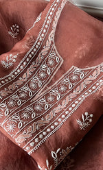 将图像加载到图库查看器中, Women's Lakhnavi Handcrafted Pure Organza Chikankari Unstitched Kurta And Dupatta Set- HONC0319192