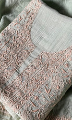 Load image into Gallery viewer, Women's Lakhnavi Handcrafted Mul Chanderi Unstitched Kurta And Dupatta Set- HONC0280882