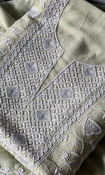 Load image into Gallery viewer, Women's Lakhnavi Handcrafted Maheshwari Mul Chanderi Unstitched Kurta And Dupatta Set - HONC0296171