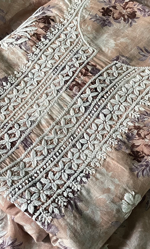 Women's Lakhnavi Handcrafted Cotton Chikankari Kurta And Kurta Dupatta Set - HONC0312683