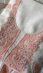 Load image into Gallery viewer, Titlee Women's Lakhnavi Handcrafted Mul Chanderi Unstitched Kurta And Dupatta Set - HONC0284781