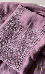 将图像加载到图库查看器中, Women's Lakhnavi Handcrafted Mul Chanderi Unstitched Chikankari Full Suit Material - HONC
