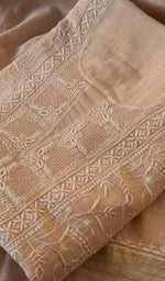 将图像加载到图库查看器中, Women's Lakhnavi Handcrafted Mul Chanderi Unstitched Kurta And Dupatta Set - HONC0212278