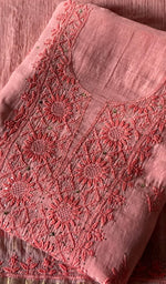 Load image into Gallery viewer, Women's Lakhnavi Handcrafted Mul Chanderi Unstitched Chikankari Full Suit Material - HONC0324508