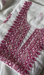 Load image into Gallery viewer, Women's Lakhnavi Handcrafted Mul Chanderi Unstitched Kurta And Dupatta Set - HONC0265849