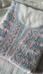 Load image into Gallery viewer, Junoon Women's Lakhnavi Handcrafted Mul Chanderi Unstitched Kurta And Dupatta Set - HONC0278280