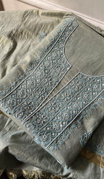 将图像加载到图库查看器中, Women's Lakhnavi Handcrafted Tissue Chanderi Chikankari Suit Material - HONC0287076