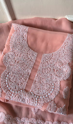 将图像加载到图库查看器中, Women's Lucknowi Handcrafted Faux-Georgette Chikankari Suit Material - HONC0263012