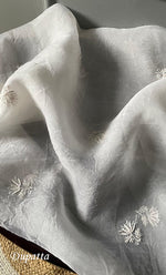 Load image into Gallery viewer, Women's Lakhnavi Handcrafted Pure Organza Chikankari Unstitched Kurta And Dupatta Set- HONC0304473