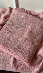 Load image into Gallery viewer, Women's Lakhnavi Handcrafted Viscose Georgette Chikankari Full Suit Material - HONC0270932