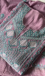 Load image into Gallery viewer, Women's Lakhnavi Handcrafted Mul Chanderi Semi - Stitched Anarkali And Dupatta Set - HONC0376017