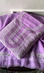 Load image into Gallery viewer, Women's Lucknowi Handcrafted Faux-Georgette Chikankari Suit Material - HONC0263370