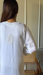 Load image into Gallery viewer, Women's Lucknowi Handcrafted Modal Cotton Chikankari Kurti - HONC0162013