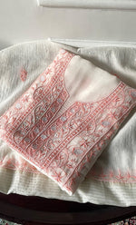 Load image into Gallery viewer, Women's Lakhnavi Handcrafted Unstitched Mul Chanderi Kurta And Dupatta Set - HONC0327490