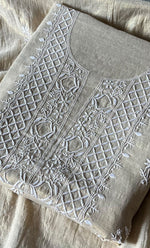 将图像加载到图库查看器中, Women's Lakhnavi Handcrafted Tissue Chanderi Unstitched Kurta And Dupatta Set - HONC0284695