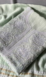 Load image into Gallery viewer, Women's Lakhnavi Handcrafted Mul Chanderi Unstitched Kurta And Dupatta Set- HONC0288994