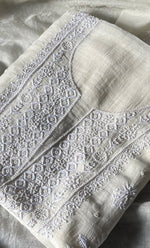 Load image into Gallery viewer, Women's Lakhnavi Handcrafted Mul Chanderi Unstitched Kurta And Dupatta Set - HONC0305474