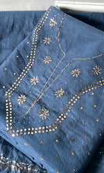 Load image into Gallery viewer, Women's Lakhnavi Handcrafted Mul Chanderi Unstitched Kurta And Dupatta Set - HONC0274496