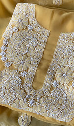 将图像加载到图库查看器中, Women's Lucknowi Handcrafted Faux-Georgette Chikankari Suit Material - HONC0263014