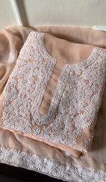 将图像加载到图库查看器中, Women's Lucknowi Handcrafted Faux-Georgette Chikankari Suit Material - HONC0263006