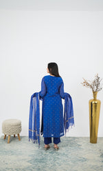 将图像加载到图库查看器中, Shanaya Women's Lakhnavi Handcrafted Mul Chanderi Chikankari Stitched Kurta, Dupatta And Pant Set - HONC0322417