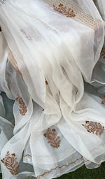 将图像加载到图库查看器中, Women's Lucknowi Handcrafted Pure Organza Silk Chikankari SAREE - HONC0270079