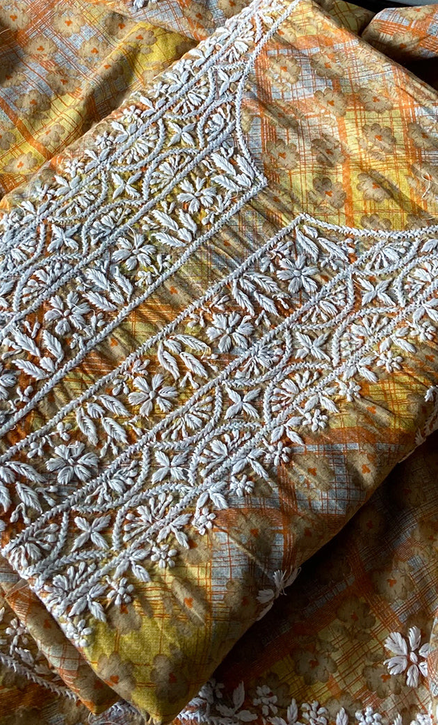 Women's Lakhnavi Handcrafted Cotton Chikankari Kurta And Kurta Dupatta Set - HONC0289884