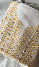 Load image into Gallery viewer, Women's Lakhnavi Handcrafted Mul Chanderi Unstitched Kurta And Dupatta Set - HONC0226787