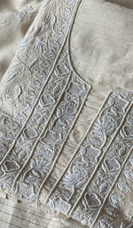 Load image into Gallery viewer, Women's Lakhnavi Handcrafted Munga Silk Chikankari Kurta And Dupatta Set- HONC0256730