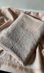 Load image into Gallery viewer, Women's Lakhnavi Handcrafted Maheshwari Mul Chanderi Kurta And Dupatta Set- HONC0296170