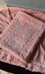 将图像加载到图库查看器中, Women's Lakhnavi Handcrafted Mul Chanderi Chikankari Full Suit Material - HONC0307424