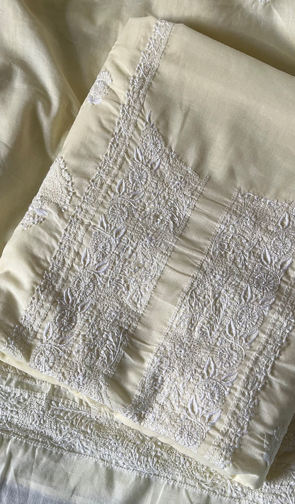Yellow Cotton Unstitched Kurta And Dupatta