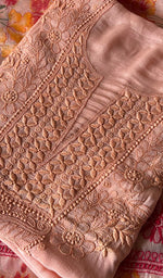 Load image into Gallery viewer, Women's Lakhnavi Handcrafted Chiffon Unstitched Kurta And Dupatta Set - HONC080002
